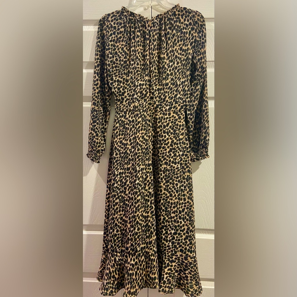 J Crew Women’s Size 2 Long Sleeve Midi Dress Animal Print